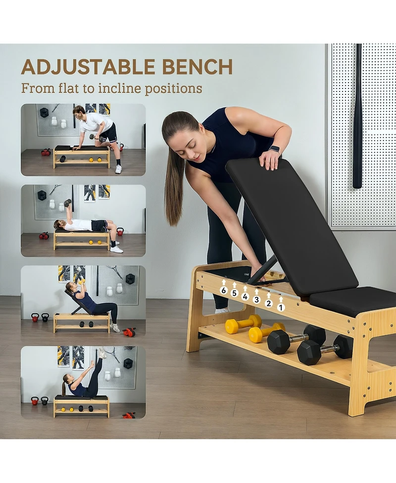 Soozier Adjustable Weight Bench with Rack for Weight Lifting,