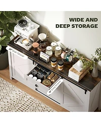 Homcom Farmhouse Sideboard Buffet Cabinet with Doors Distressed