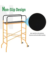 Homcom 4-Step Steel Steel Scaffold 2 Wheels Platform Anti-Skid Film