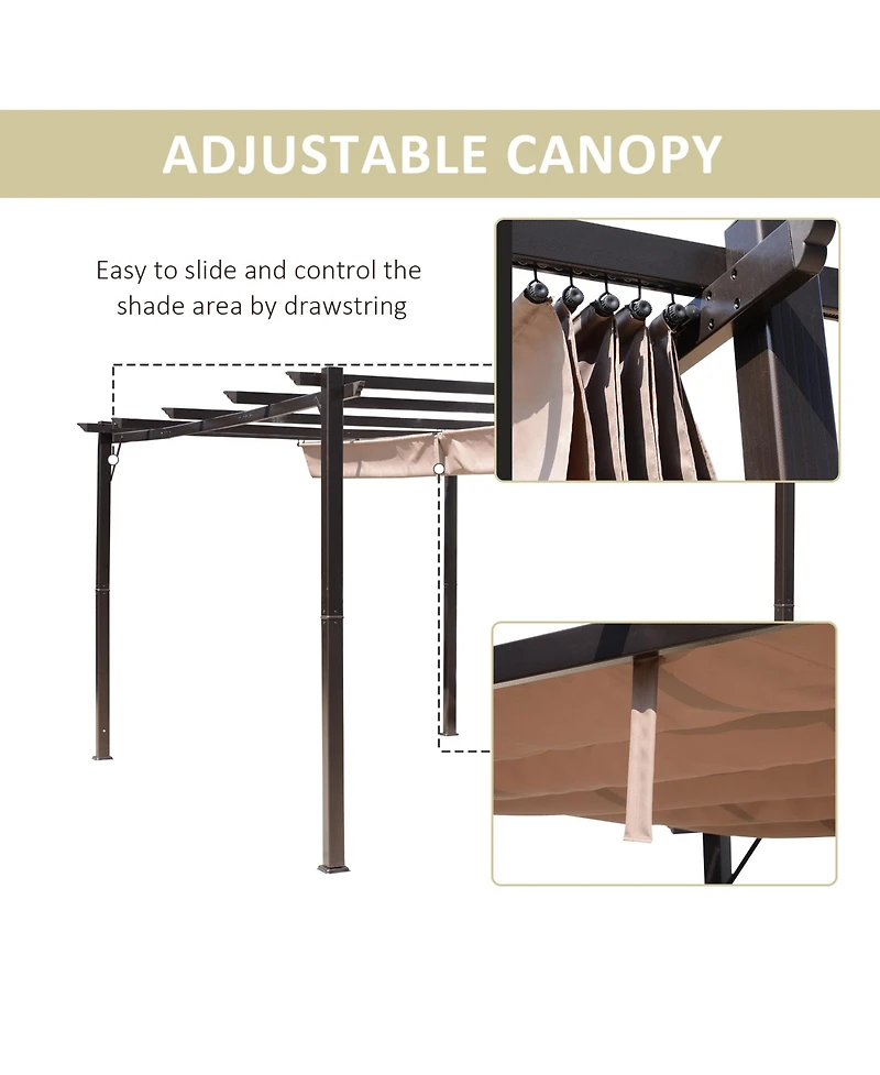 Outsunny 10' x 13' Pergola with Retractable Shade Canopy, Aluminum