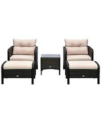 Outsunny 5-Piece Outdoor Rat Patio Set with Table