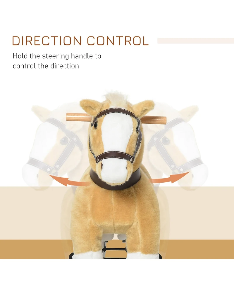 Qaba Kids Ride-on Walking Horse with Easy Rolling Wheels,