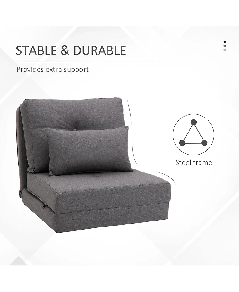 Homcom 2-in-1 Floor Lazy Sofa with 5 Position Adjustable Backrest, Dark