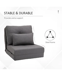 Homcom 2-in-1 Floor Lazy Sofa with 5 Position Adjustable Backrest, Dark