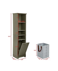 Casainc 64" Tall Bathroom Storage Cabinet with Adjustable Shelves, Laundry Hamper & Hidden Storage