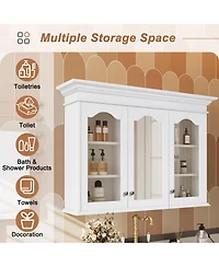 Casainc 40" Medicine Cabinet with Mirror Doors and Shelves, Glass Door Wall Mounted Bathroom Cabinet