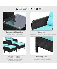 Outsunny 5pcs Outdoor Patio Furniture Set All Weather Wicker Conversation Set