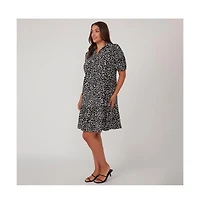 Estelle Plus Size Abstract Spot Shirt Dress