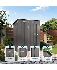 Streamdale Furniture 5x3 Ft Metal Outdoor Storage Shed Gray