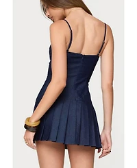 Edikted Women's Rudy Pleated Denim Mini Dress