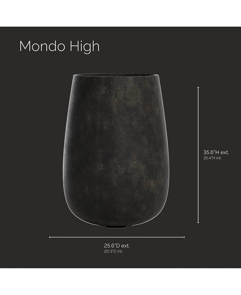 Cosapots Mondo High Tall Planter – Stone Finish Fiberglass Indoor/Outdoor and Weather-Resistant Round D x H