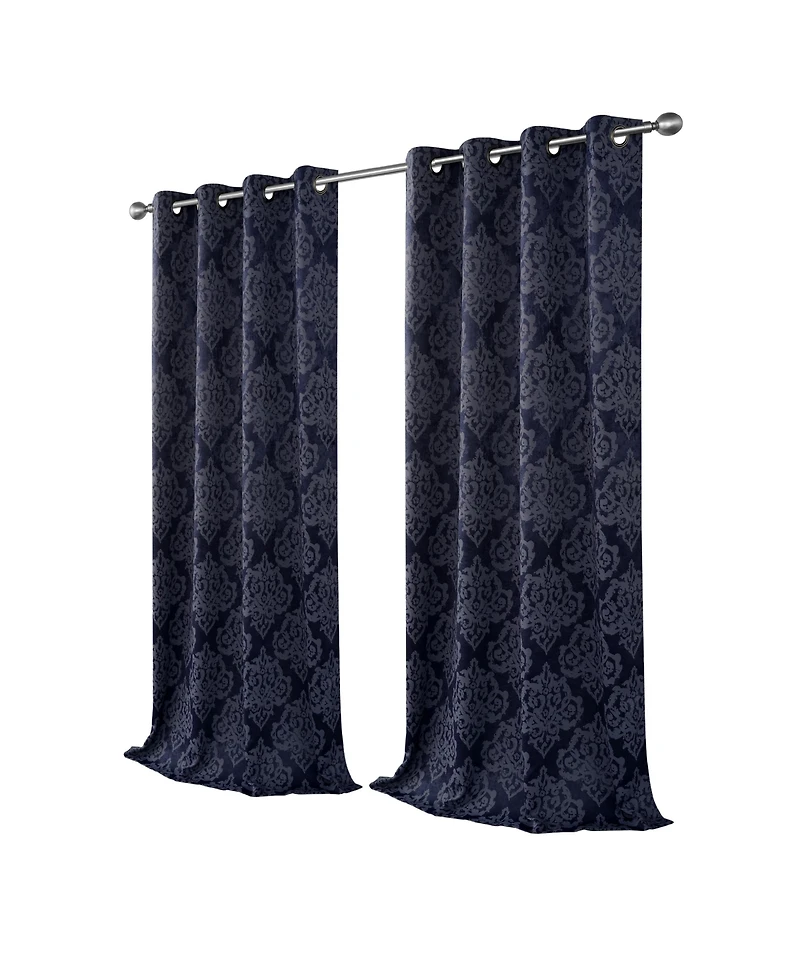 Kate Aurora Living 2 Pack Delaney Room Darkening Damask Print Grommet Curtain - 52 in. W x 84 L