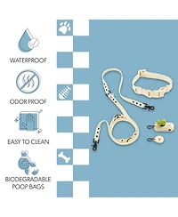 The Licker Store, Luna 8FT Adjustable 6-in-1 Waterproof Hands-Free Leash and Collar with Led Flashlight, Bag Dispenser