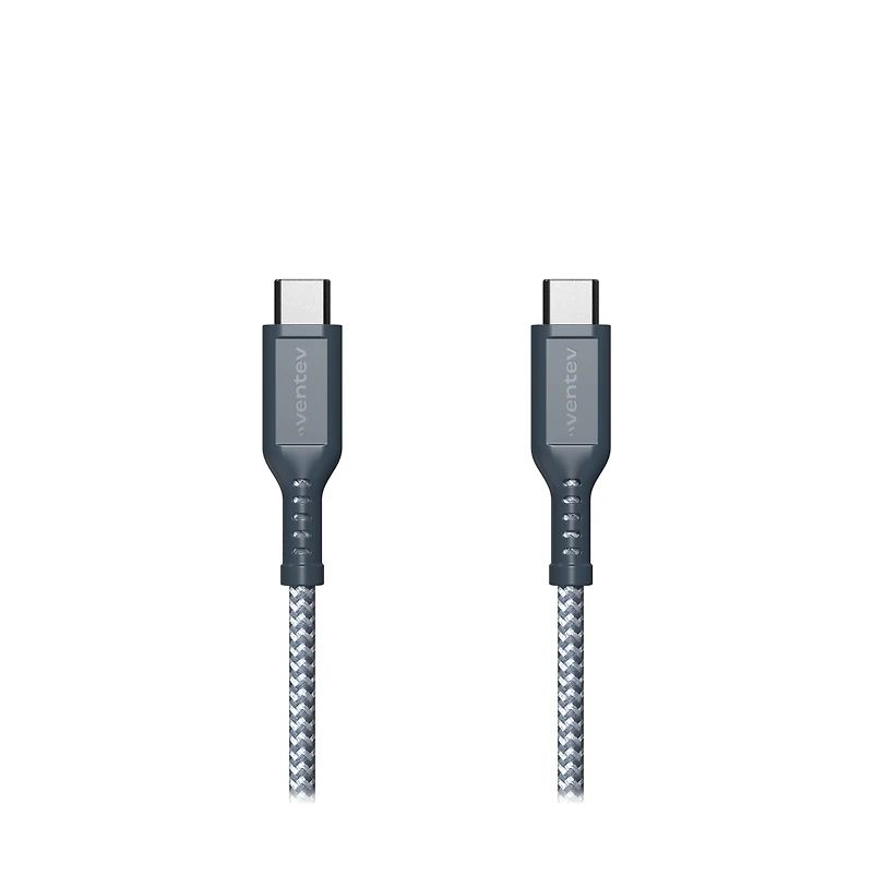 Ventev Braided Usb C to Usb C High Speed 6 Foot Cable-Gray