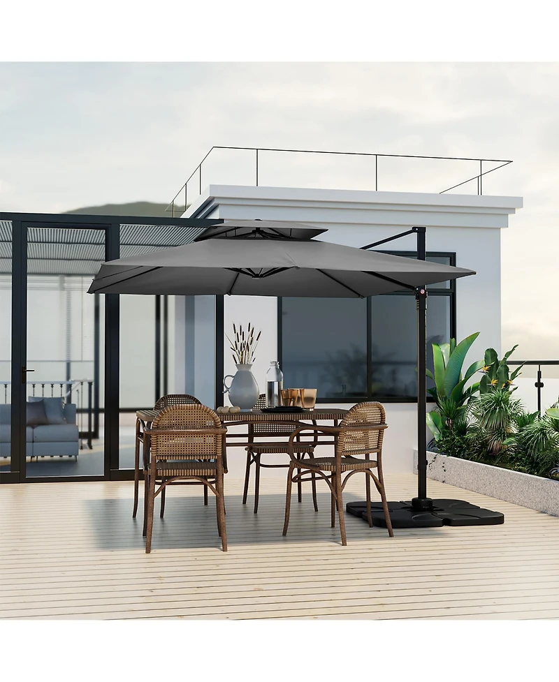Gymax Patio 9.5FT Square Cantilever Offset Umbrella Double Vented 360 Heavy Duty