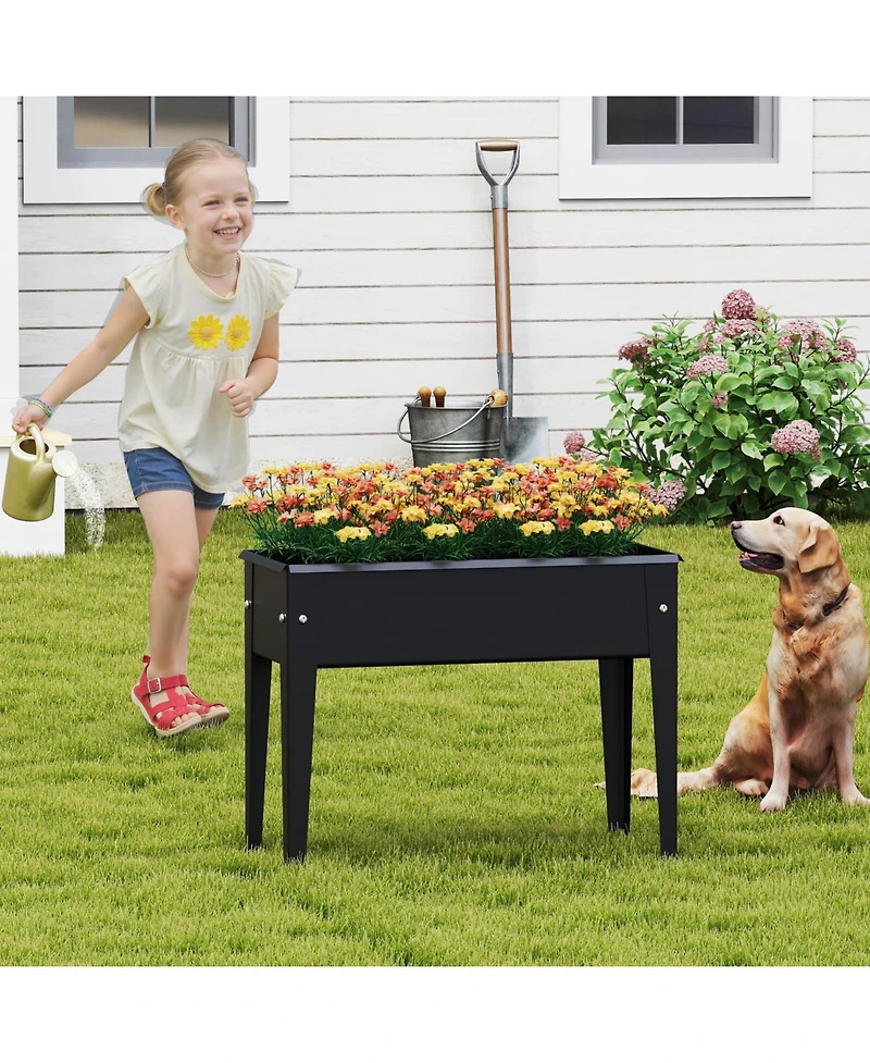 Raised Garden Bed Elevated Metal Planter Box with Legs Drainage Holes Gardening Box