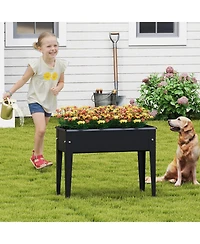 Raised Garden Bed Elevated Metal Planter Box with Legs Drainage Holes Gardening Box