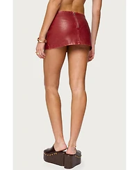 Edikted Women's Lace Up Faux Leather Mini Skort
