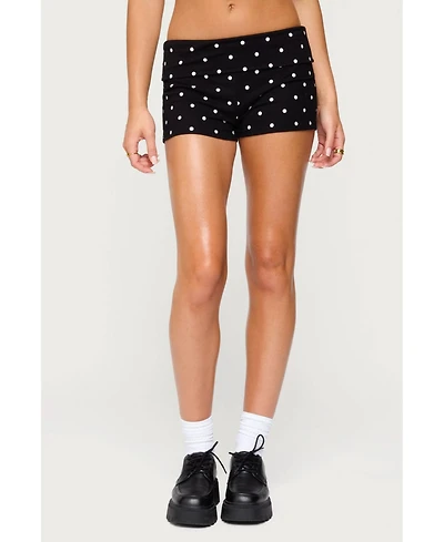 Edikted Womens Chelsie Polka Dot Foldover Shorts