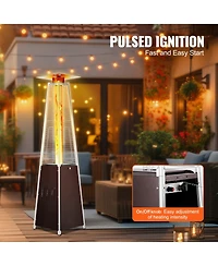 Slickblue Outdoor Pyramid-Style Propane Patio Heater with Glass Flame Tube and Wheels – Elegant Heating for Garden or