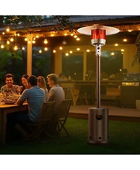 Slickblue Hammered Finish Tall Propane Heater with Integrated Table – Elegant Outdoor Heating Solution for Patio or Garden