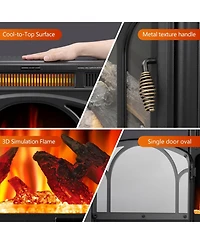 Cowsar Electric Fireplace Heater 17" with Remote Control, Cathedral Stylish, Different Flame Effects and Log Set Colors, Adjustable Brightness and Hea