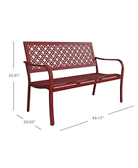 Mondawe All-Iron Park Chair With Floral Backrest,Multi-Layer Rustproof Coating & Adjustable Foot Pad