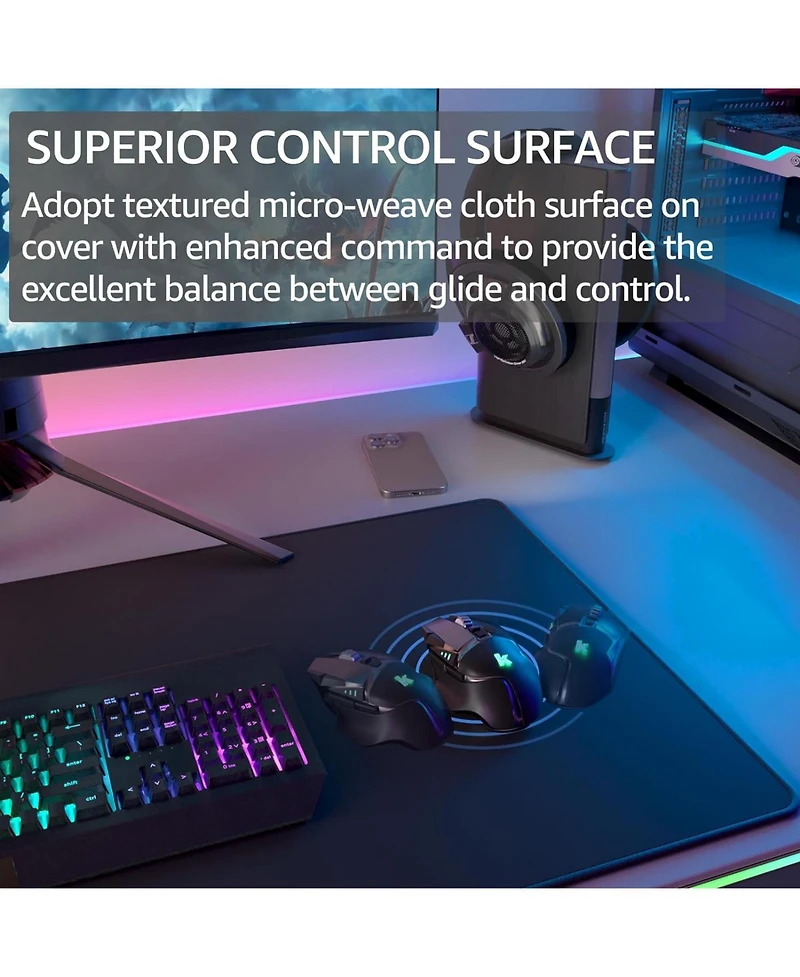 memzuoix Large Gaming Mouse Pad Extended Mousepad with Micro-Weave Cloth, Non-Slip Base, Water Resist Keyboard for Office Home, 31.5x15.7in