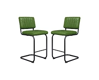Homlux Upholstered Set of 2 Cantilever Pu Leather Counter Height Barstool with Black Metal Legs