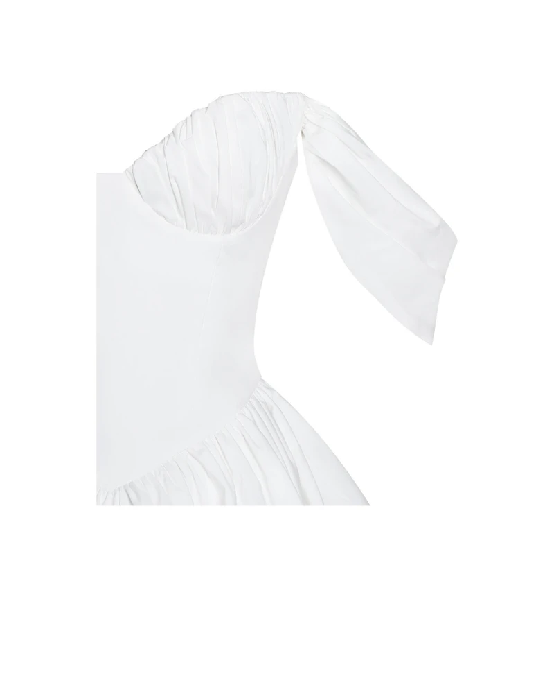 Miss Circle Women Qistina White Off-shoulder Bubble Hem Peplum Cotton Top