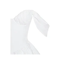 Miss Circle Women Qistina White Off-shoulder Bubble Hem Peplum Cotton Top