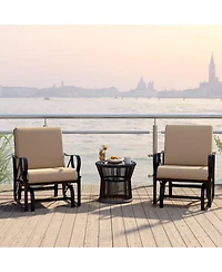 Gymax 2 Pieces Patio Glider Chair Outdoor Metal Glider with Seat and Back Cushions Backyard Poolside