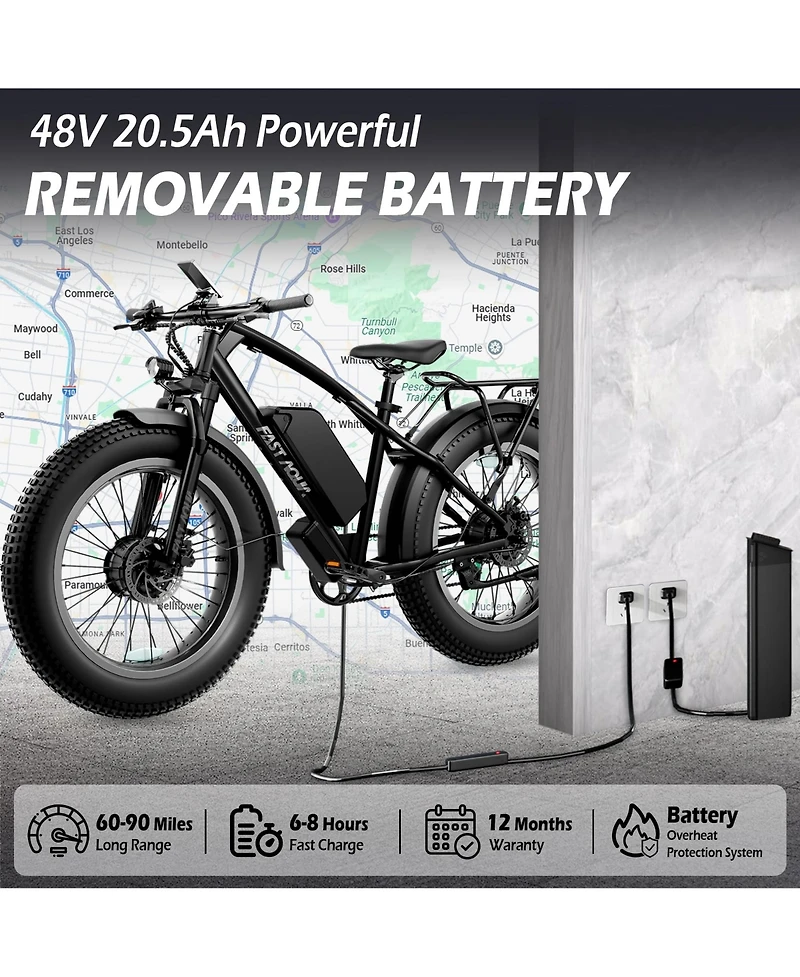 Mikolo Dual Motor Electric Bike for Adults 50MPH, 26 x4 Fat Tire All Terrain Ebikes, 7-Speed Gear Electric Bicycle for Men & Women