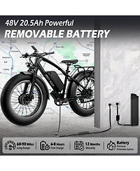 Mikolo Dual Motor Electric Bike for Adults 50MPH, 26 x4 Fat Tire All Terrain Ebikes, 7-Speed Gear Electric Bicycle for Men & Women