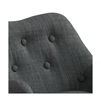 Cesicia 19.5"W Gray Linen Kids Chair with Button Tufted Back and Wooden Legs