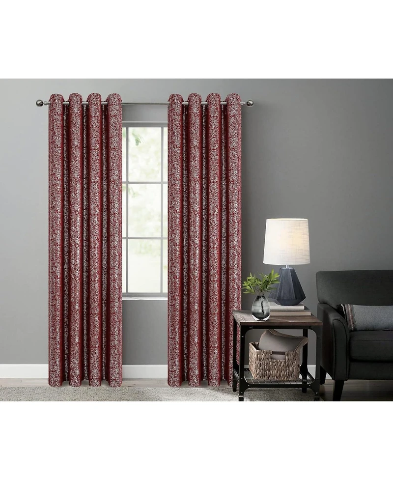 Kate Aurora 2 Piece Metallic Sparkle Thermal Grommet Blackout Curtain Panels