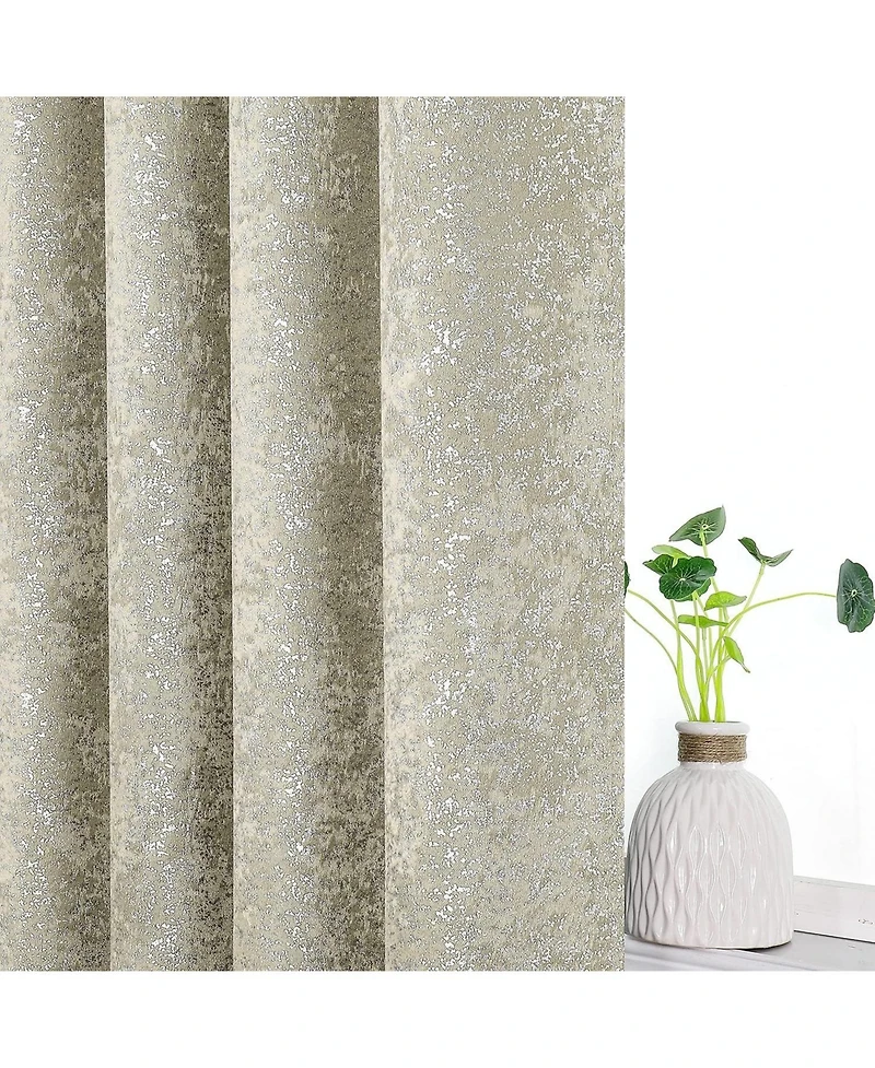 Kate Aurora 2 Piece Metallic Sparkle Thermal Grommet Blackout Curtain Panels