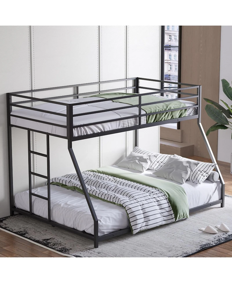 Streamdale Furniture Metal Bunk Bed Twin Over Full with Stairs