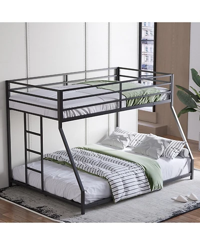 Streamdale Furniture Metal Bunk Bed Twin Over Full with Stairs