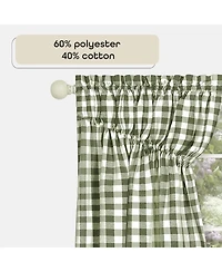 Kate Aurora Farmhouse Plaid Gingham Check Swag Valance Curtain Panel Pair - 72 in. W x 63 L, Black