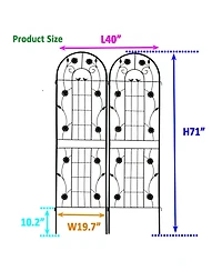 Streamdale Furniture 2 Pack Metal Garden Trellis 71" Rustproof Black