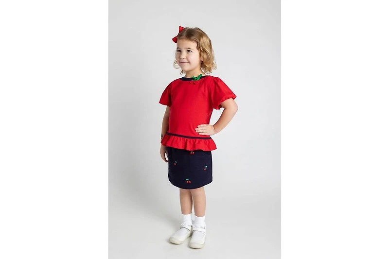 Florence Eiseman Toddler Girls French Terry Skort W/Embroidered Cherries