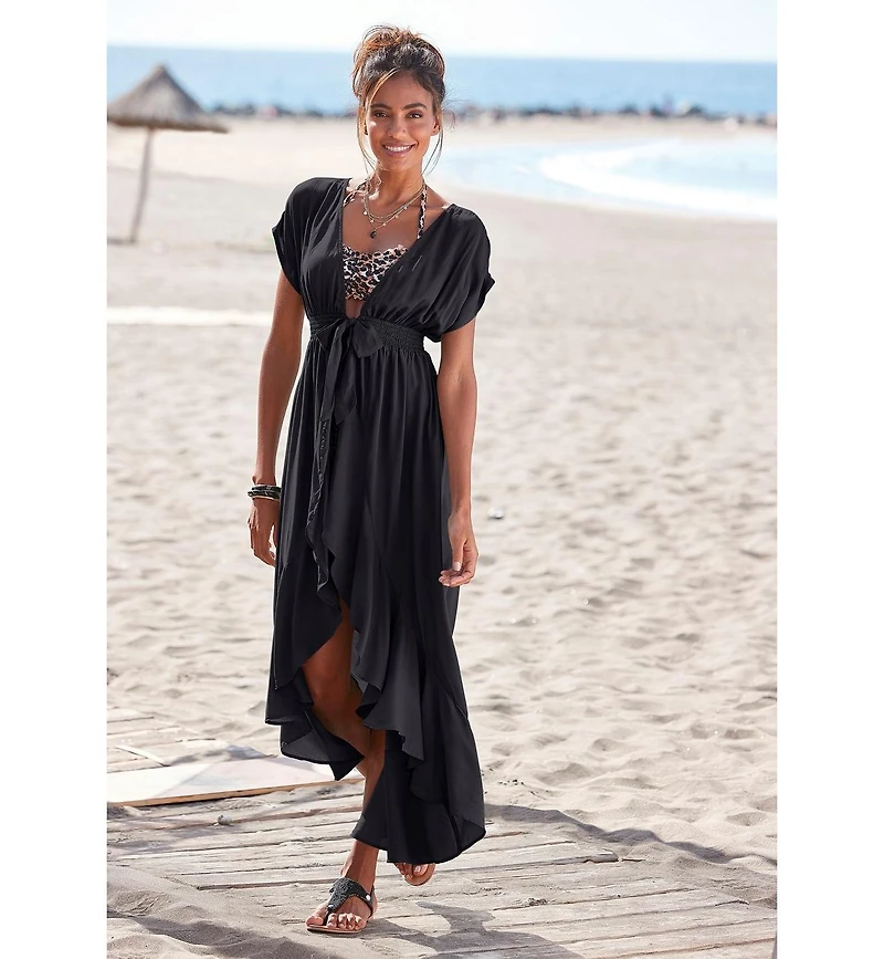 Lascana Women's Flounce Hem Cover up Beach Dress