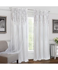 Kate Aurora Traditional Home 2 Pack Double Layered Embroidered Floral Sheer Curtains