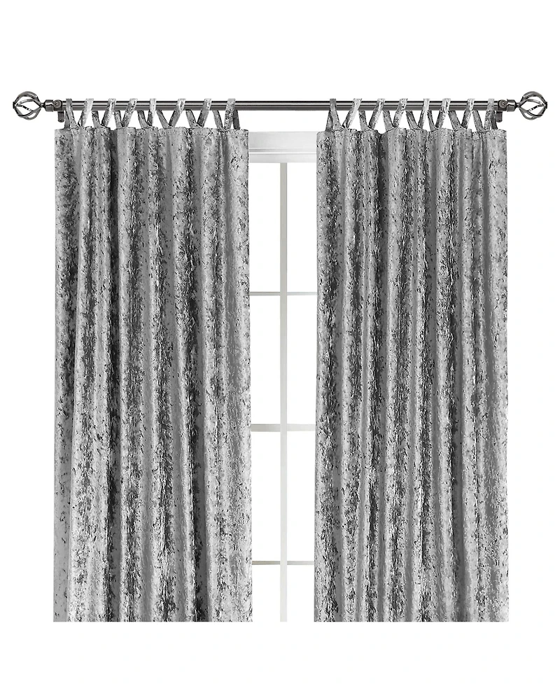 Kate Aurora Park Avenue 2 Piece Criss-Cross Tab Top Velvet Window Curtain Panels - in