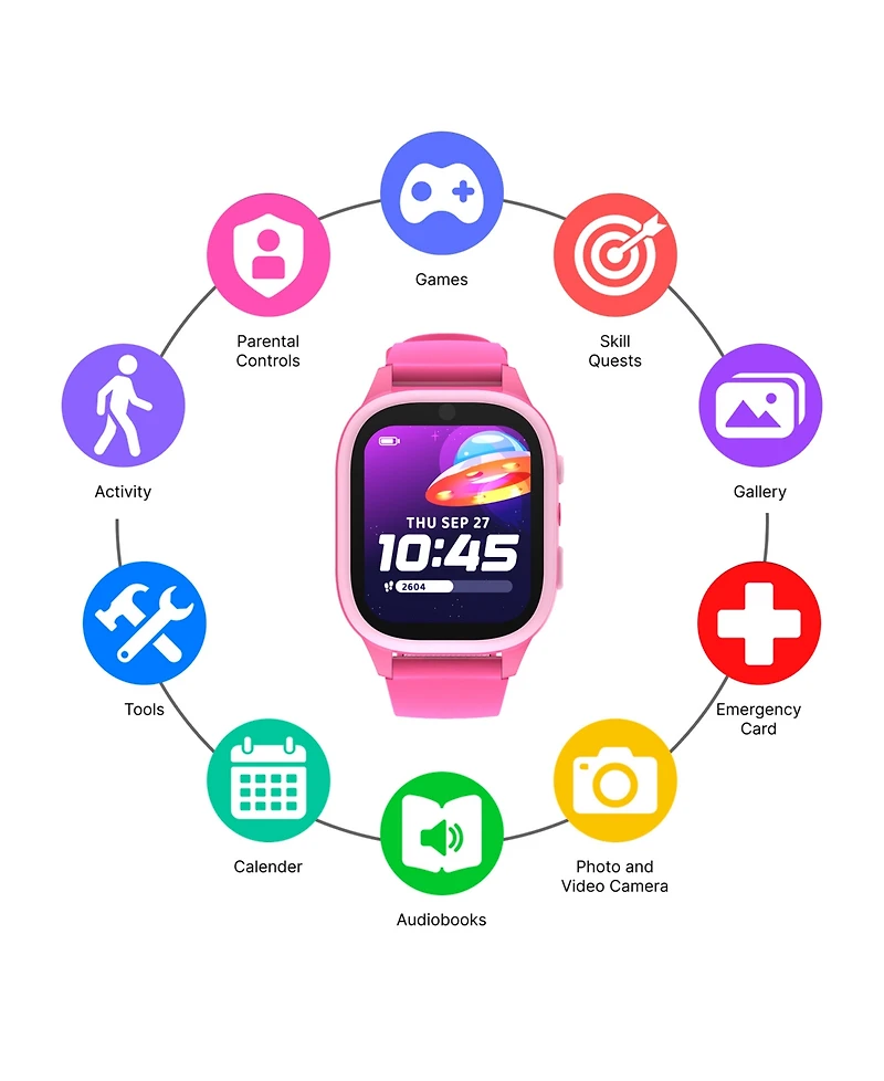 Playzoom 4 Kids Pink Leather Silicone Strap Smartwatch, 49mm