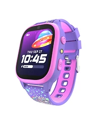Playzoom 4 Kids Pink and Purple Print Leather Silicone Strap Smartwatch, 49mm