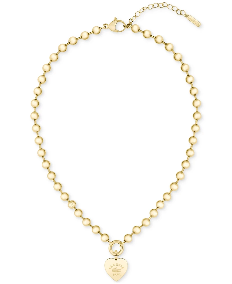Lacoste Logo Heart Pendant Necklace, 15-3/4" + 1" extender