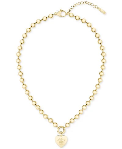 Lacoste Logo Heart Pendant Necklace, 15-3/4" + 1" extender