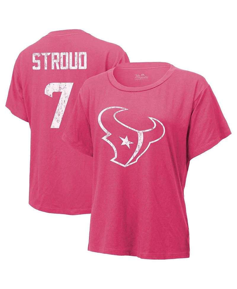 Majestic Women's C.j. Stroud Pink Houston Texans Name Number T-Shirt